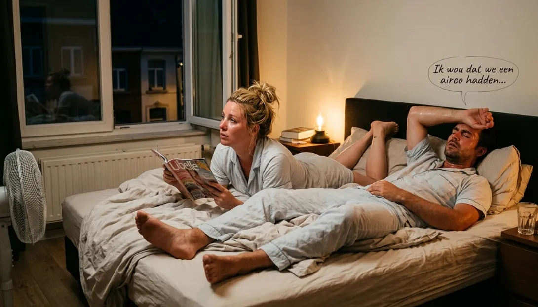 Man en vrouw in bed hebben het te warm